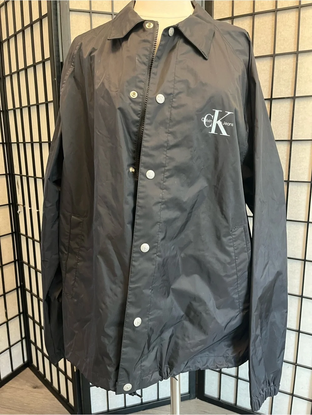 Calvin Klein Jeans Men’s Black Logo Windbreaker